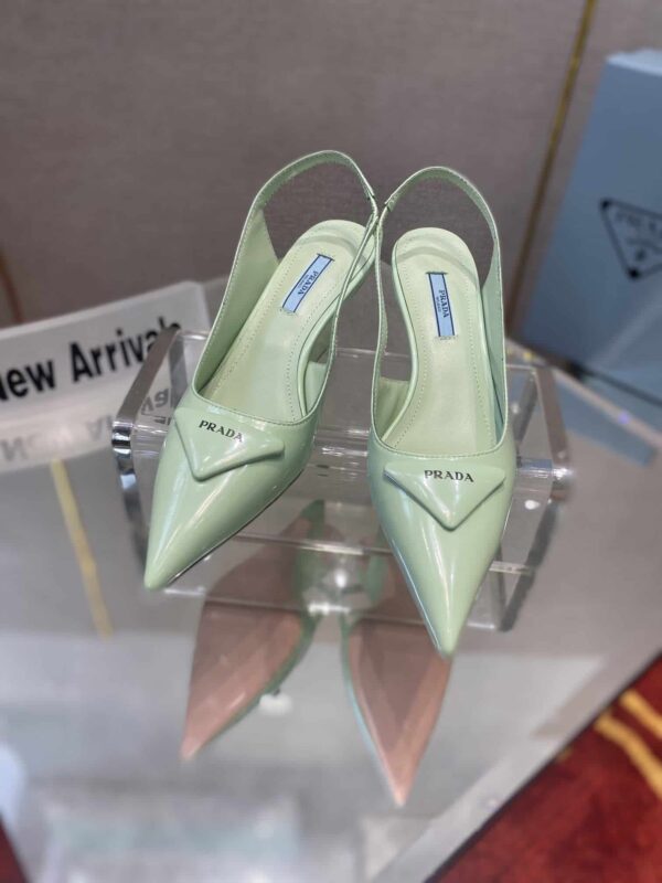 Prada Brushed Slingback Pumps Green For Women 2.6in/65mm PRD