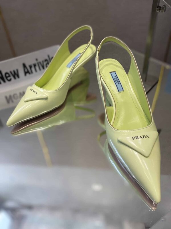 Prada Brushed Slingback Pumps Green For Women 2.6in/65mm PRD