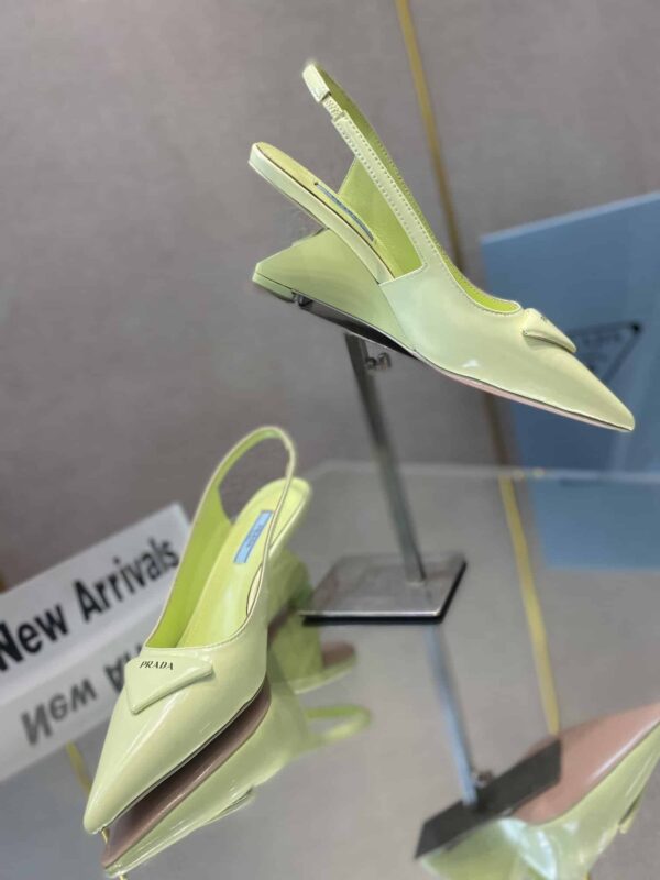 Prada Brushed Slingback Pumps Green For Women 2.6in/65mm PRD