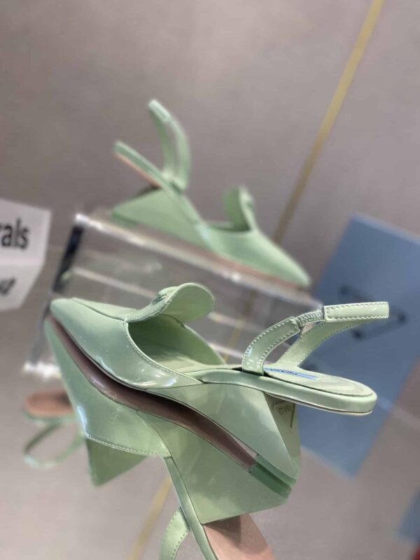 Prada Brushed Slingback Pumps Green For Women 2.6in/65mm PRD