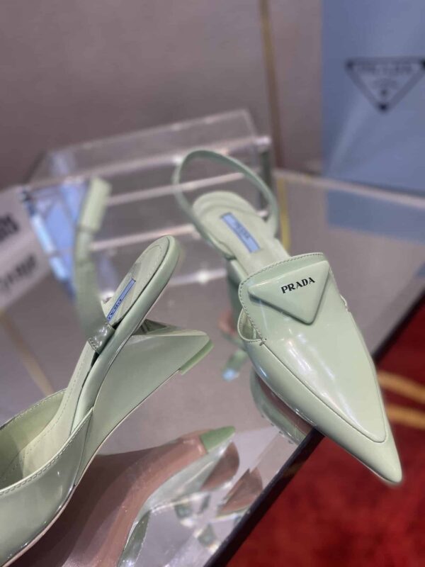 Prada Brushed Slingback Pumps Green For Women 2.6in/65mm PRD
