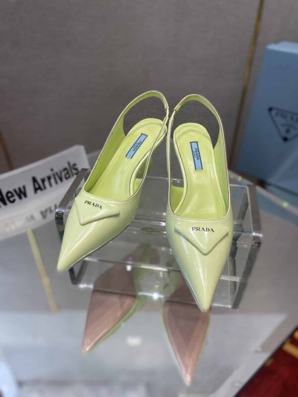 Prada Brushed Slingback Pumps Green For Women 2.6in/65mm PRD
