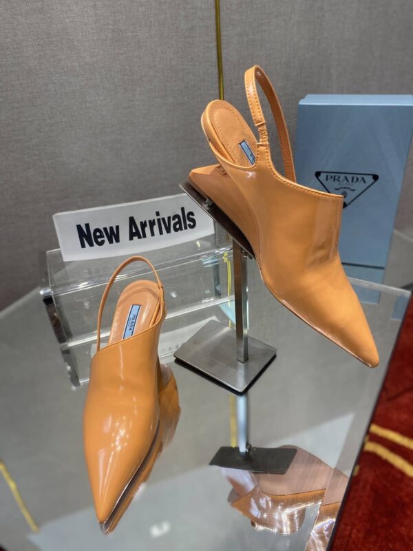 Prada Brushed Slingback Pumps Orange For Women 2.6in/65mm PRD