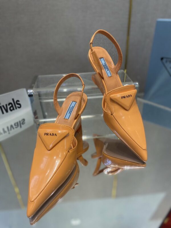 Prada Brushed Slingback Pumps Orange For Women 2.6in/65mm PRD