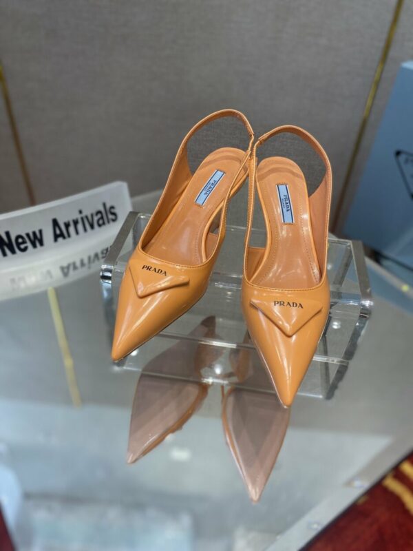 Prada Brushed Slingback Pumps Orange For Women 2.6in/65mm PRD