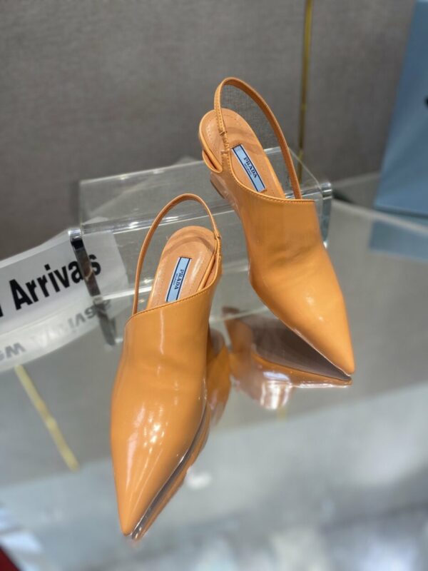 Prada Brushed Slingback Pumps Orange For Women 2.6in/65mm PRD