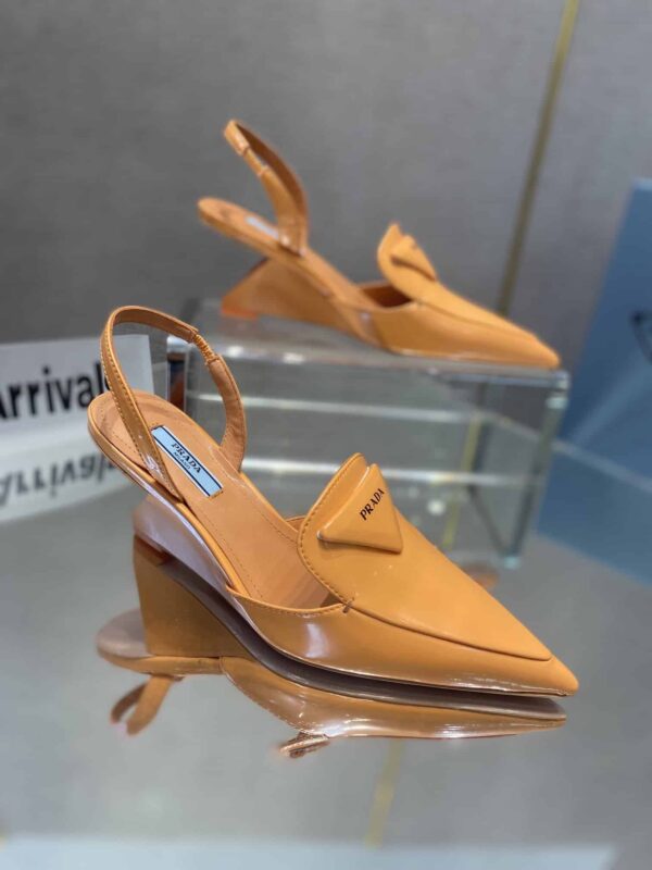 Prada Brushed Slingback Pumps Orange For Women 2.6in/65mm PRD