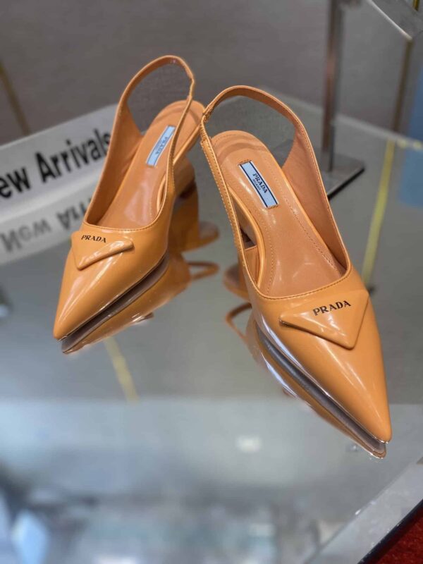 Prada Brushed Slingback Pumps Orange For Women 2.6in/65mm PRD