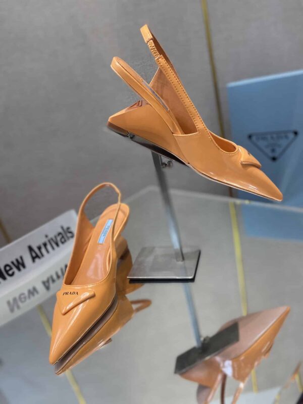Prada Brushed Slingback Pumps Orange For Women 2.6in/65mm PRD
