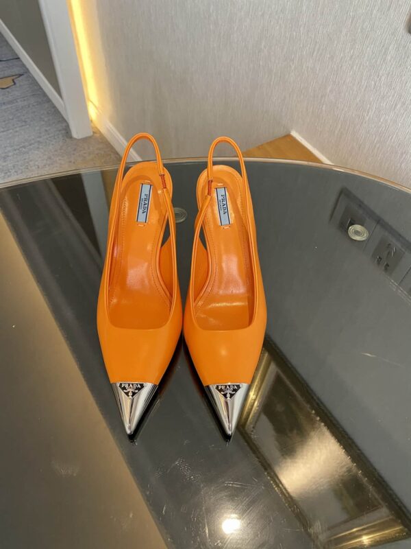 Prada Brushed Slingback Pumps Orange For Women 2.9in/75mm PRD 