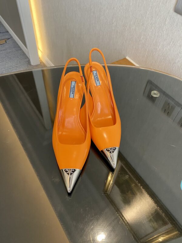 Prada Brushed Slingback Pumps Orange For Women 2.9in/75mm PRD 