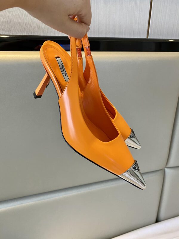 Prada Brushed Slingback Pumps Orange For Women 2.9in/75mm PRD 