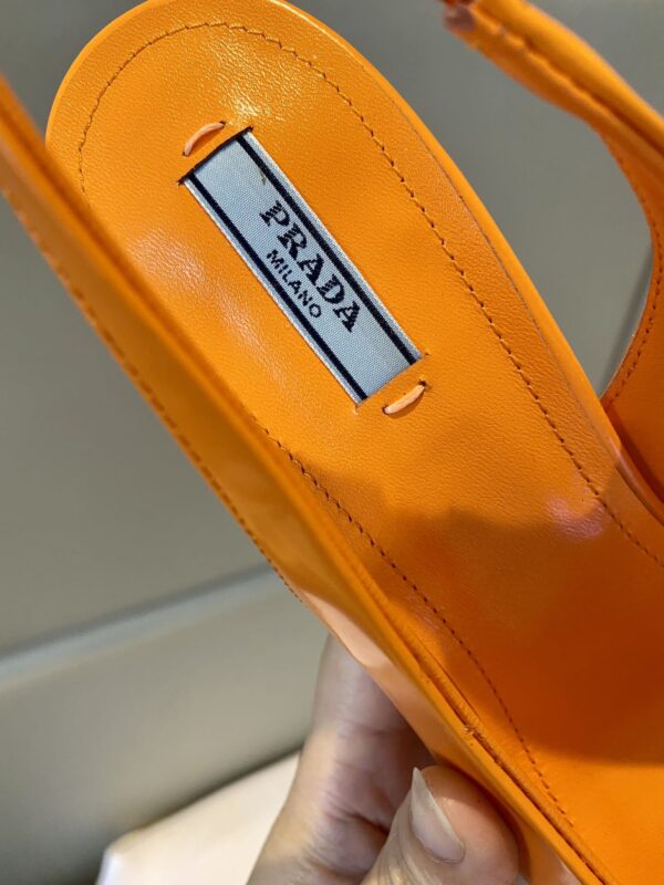 Prada Brushed Slingback Pumps Orange For Women 2.9in/75mm PRD 