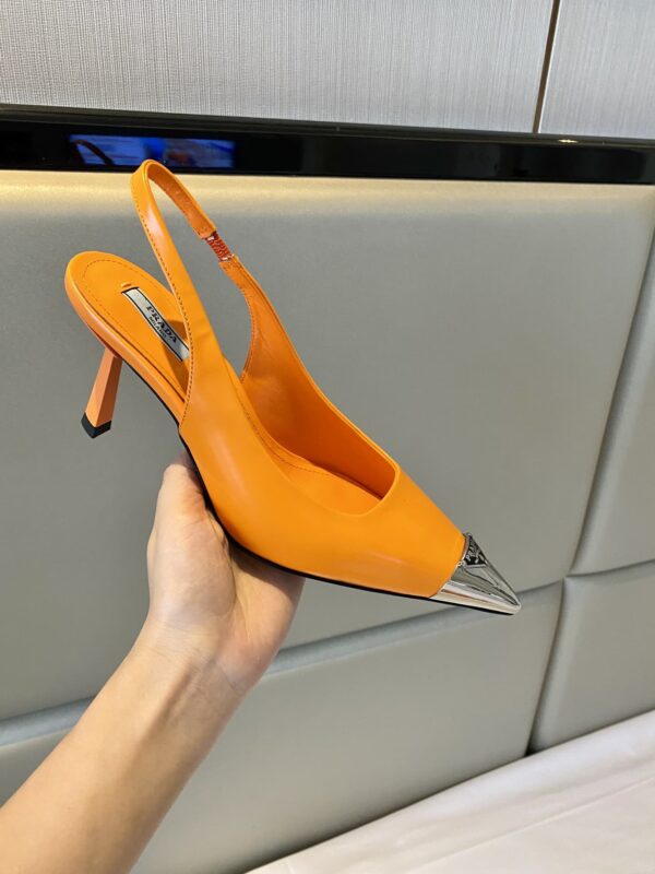 Prada Brushed Slingback Pumps Orange For Women 2.9in/75mm PRD 
