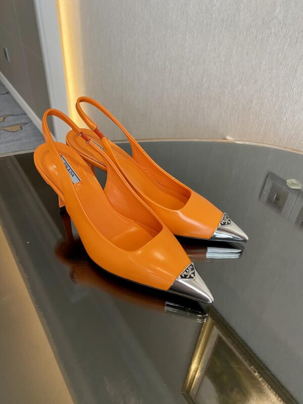 Prada Brushed Slingback Pumps Orange For Women 2.9in/75mm PRD 