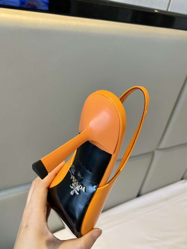 Prada Brushed Slingback Pumps Orange For Women 2.9in/75mm PRD 