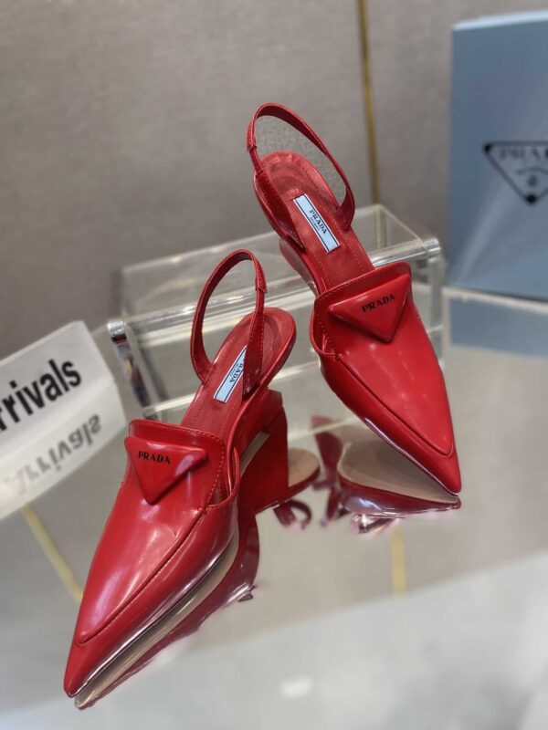 Prada Brushed Slingback Pumps Red For Women 2.6in/65mm PRD