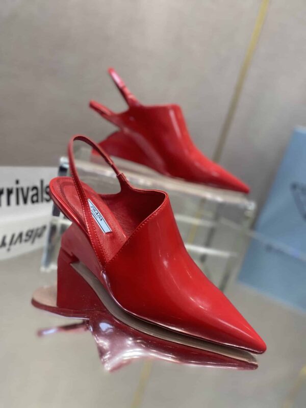 Prada Brushed Slingback Pumps Red For Women 2.6in/65mm PRD