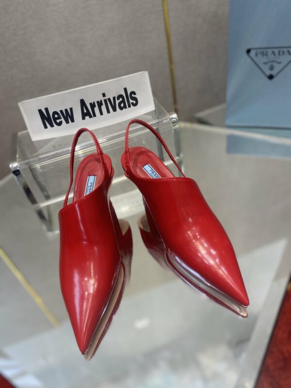 Prada Brushed Slingback Pumps Red For Women 2.6in/65mm PRD