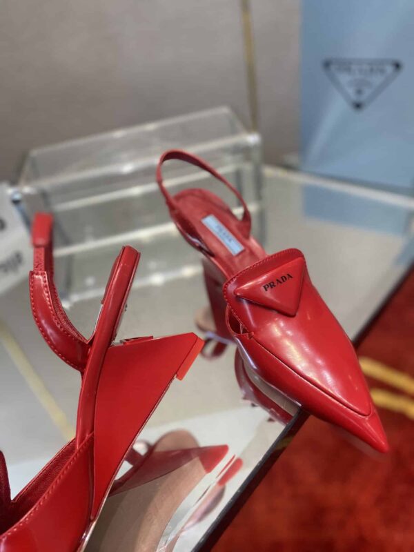 Prada Brushed Slingback Pumps Red For Women 2.6in/65mm PRD