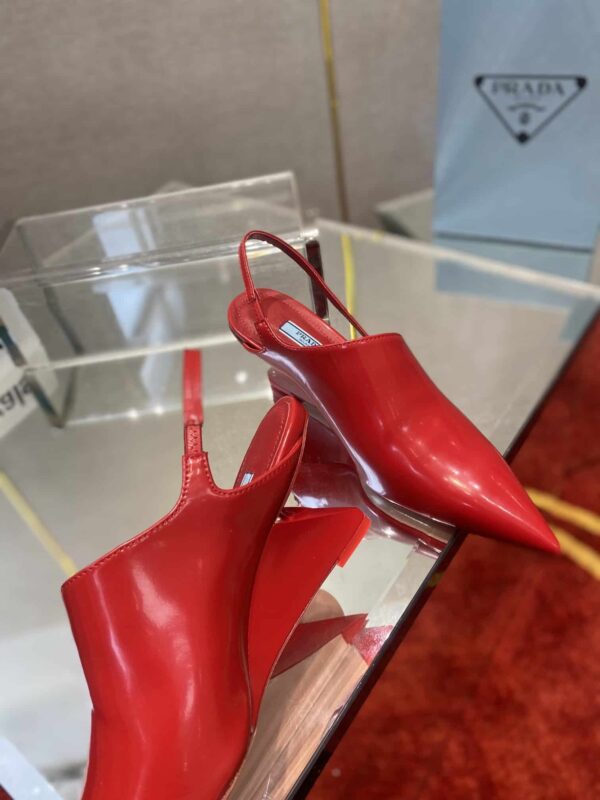 Prada Brushed Slingback Pumps Red For Women 2.6in/65mm PRD