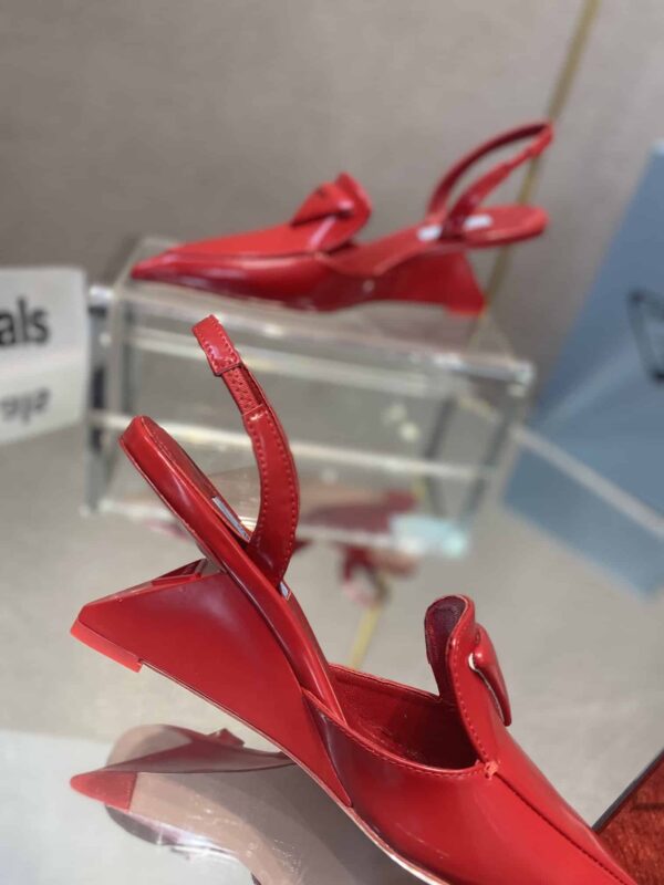 Prada Brushed Slingback Pumps Red For Women 2.6in/65mm PRD