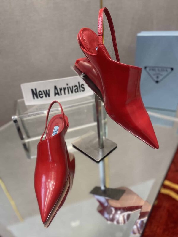 Prada Brushed Slingback Pumps Red For Women 2.6in/65mm PRD