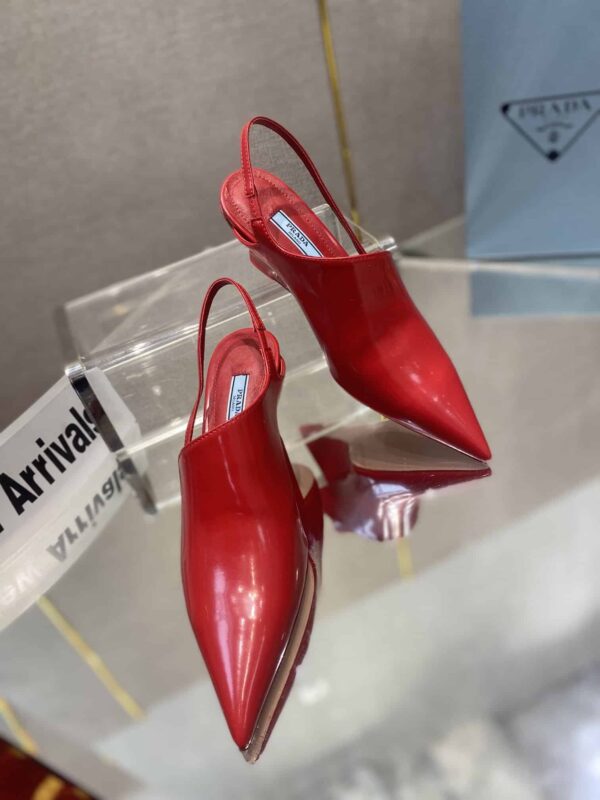 Prada Brushed Slingback Pumps Red For Women 2.6in/65mm PRD