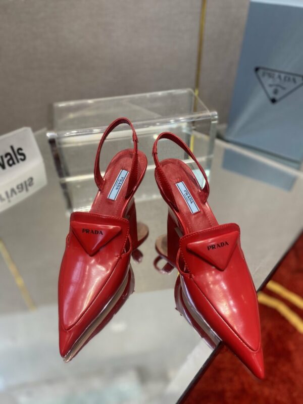 Prada Brushed Slingback Pumps Red For Women 2.6in/65mm PRD