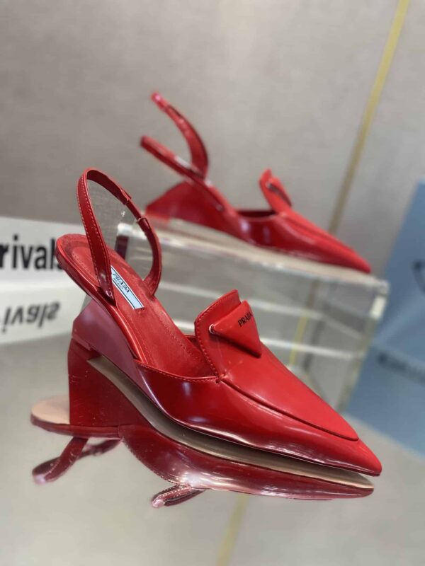 Prada Brushed Slingback Pumps Red For Women 2.6in/65mm PRD