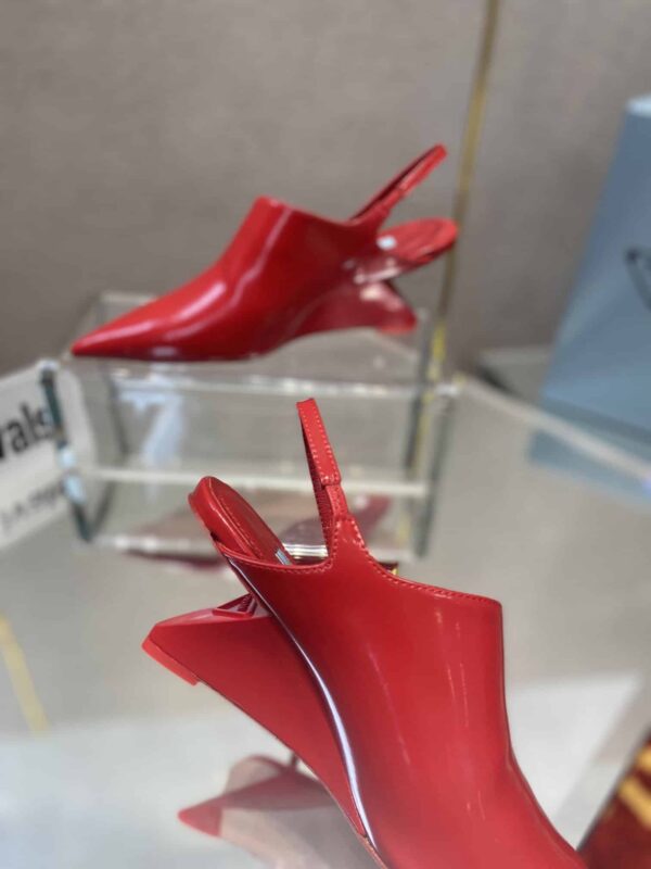 Prada Brushed Slingback Pumps Red For Women 2.6in/65mm PRD