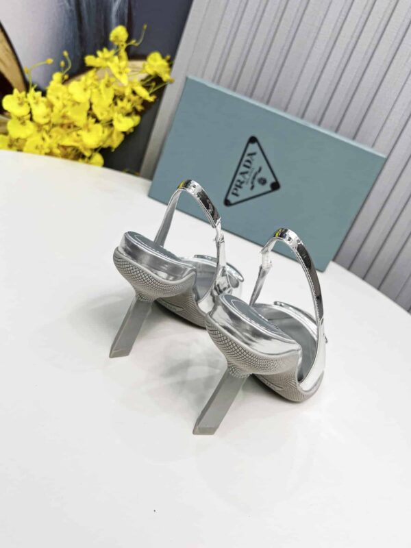 Prada Brushed Slingback Pumps Silver For Women PRD 1I565M_055_F0118_F_B090