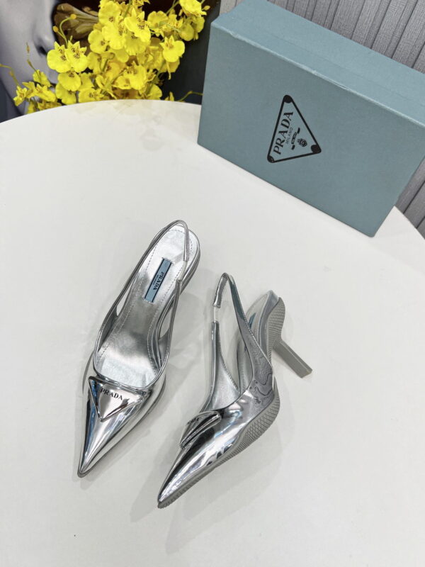 Prada Brushed Slingback Pumps Silver For Women PRD 1I565M_055_F0118_F_B090