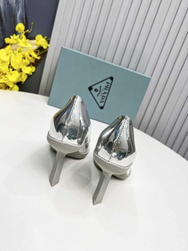 Prada Brushed Slingback Pumps Silver For Women PRD