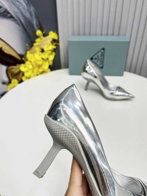 Prada Brushed Slingback Pumps Silver For Women PRD