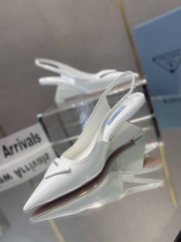 Prada Brushed Slingback Pumps White For Women 2.6in/65mm PRD