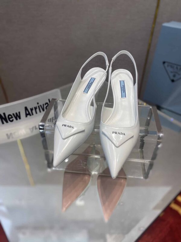 Prada Brushed Slingback Pumps White For Women 2.6in/65mm PRD