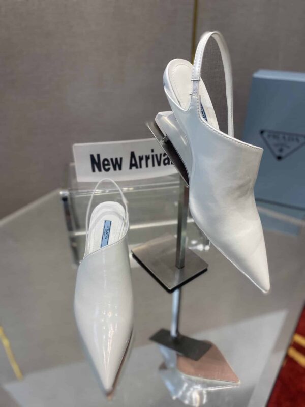 Prada Brushed Slingback Pumps White For Women 2.6in/65mm PRD