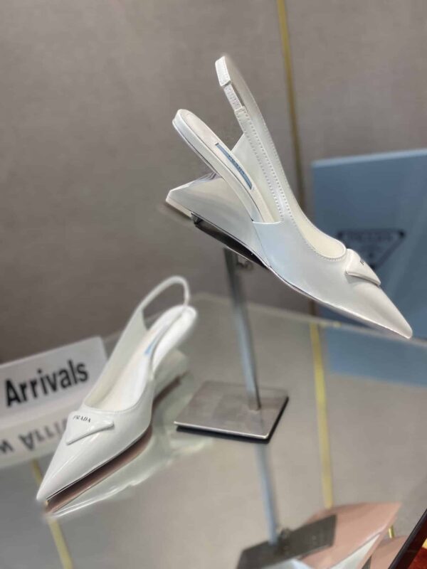 Prada Brushed Slingback Pumps White For Women 2.6in/65mm PRD