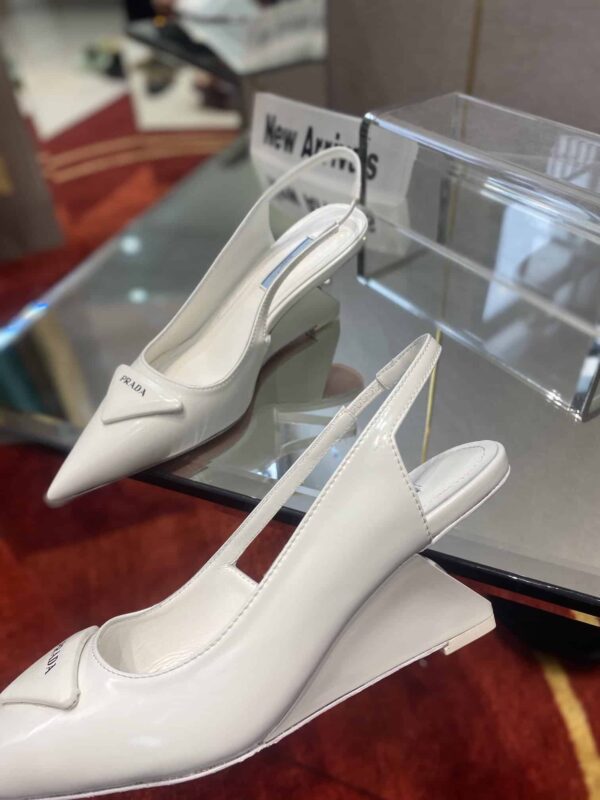 Prada Brushed Slingback Pumps White For Women 2.6in/65mm PRD