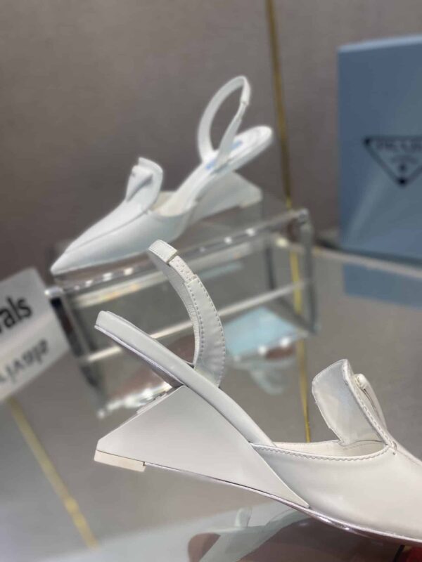 Prada Brushed Slingback Pumps White For Women 2.6in/65mm PRD