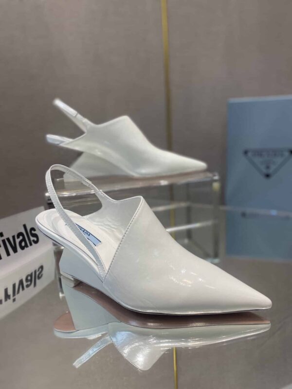 Prada Brushed Slingback Pumps White For Women 2.6in/65mm PRD