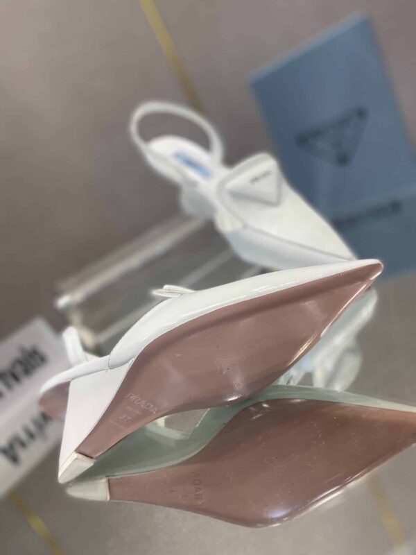 Prada Brushed Slingback Pumps White For Women 2.6in/65mm PRD