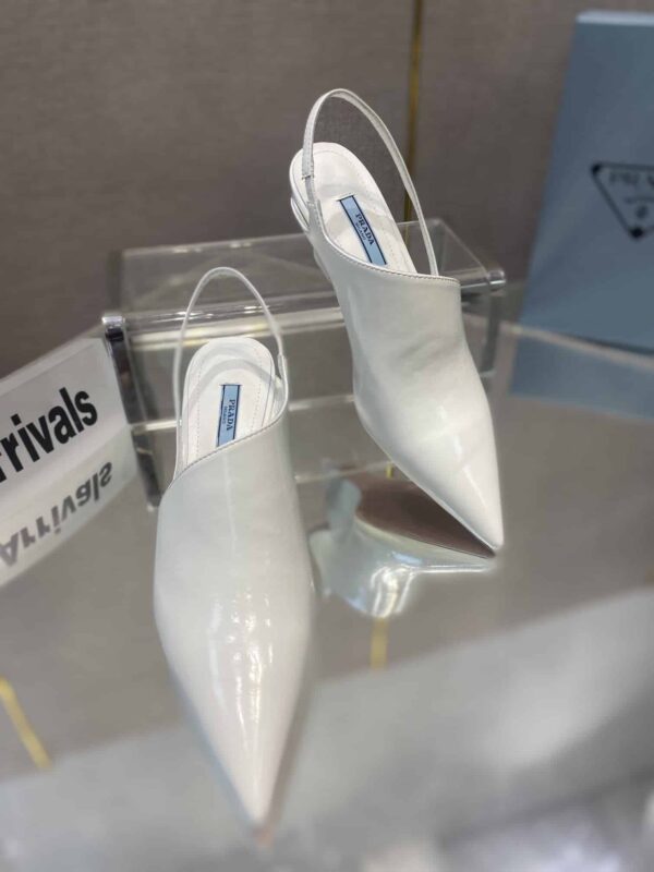 Prada Brushed Slingback Pumps White For Women 2.6in/65mm PRD