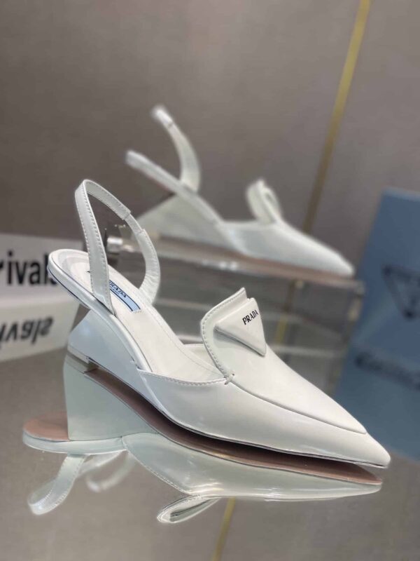 Prada Brushed Slingback Pumps White For Women 2.6in/65mm PRD