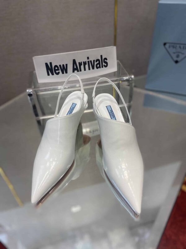 Prada Brushed Slingback Pumps White For Women 2.6in/65mm PRD