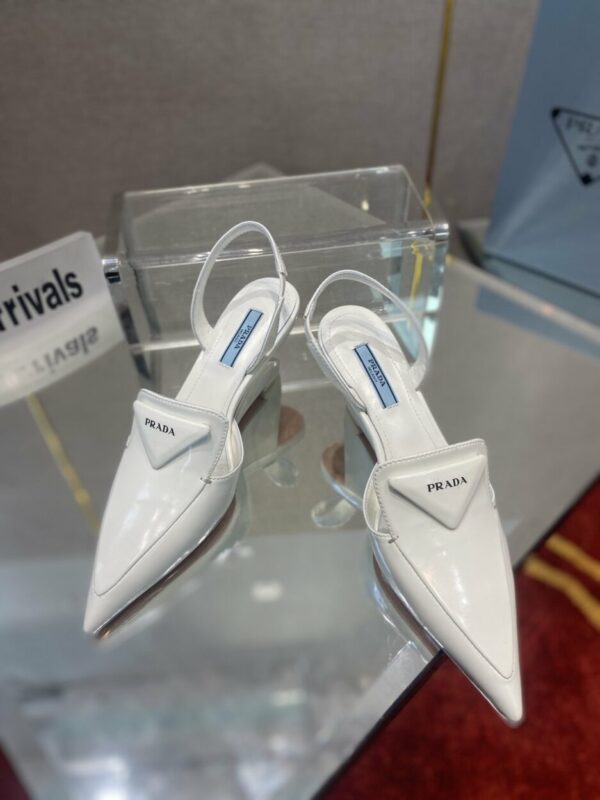 Prada Brushed Slingback Pumps White For Women 2.6in/65mm PRD