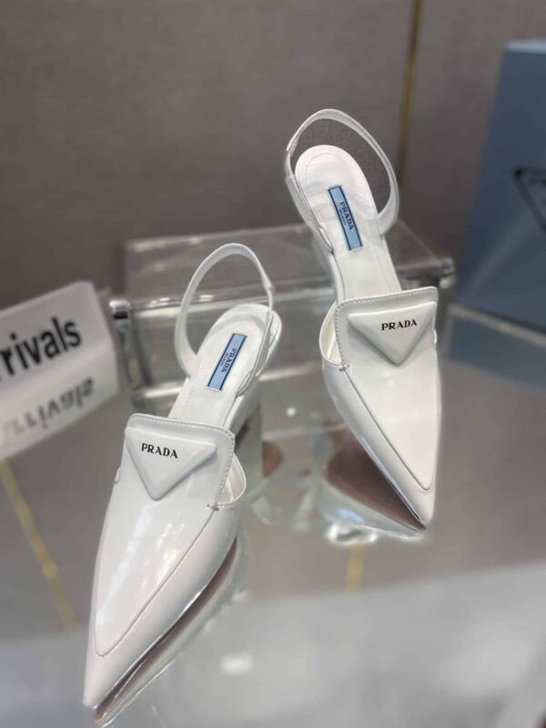 Prada Brushed Slingback Pumps White For Women 2.6in/65mm PRD