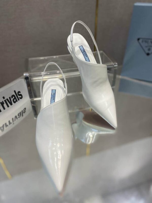 Prada Brushed Slingback Pumps White For Women 2.6in/65mm PRD