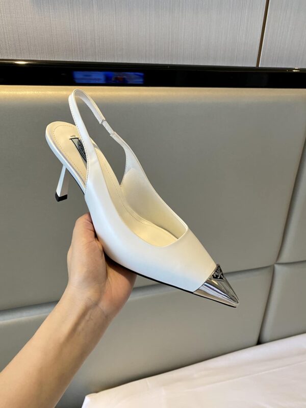 Prada Brushed Slingback Pumps White For Women 2.9in/75mm PRD 